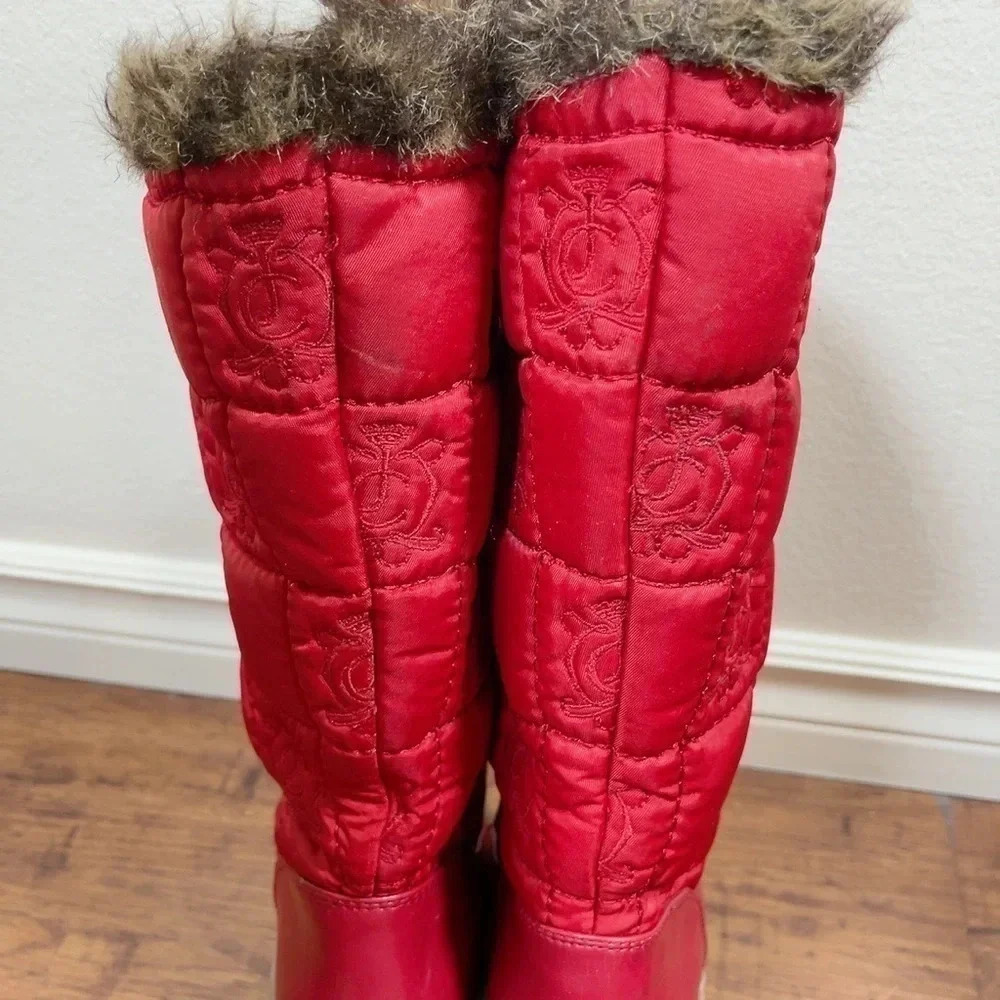JUICY COUTURE | QUILTED  FAUX FUR SNOWFLURRY LINING WINTER WEDGE BOOTS - Picture 7 of 15